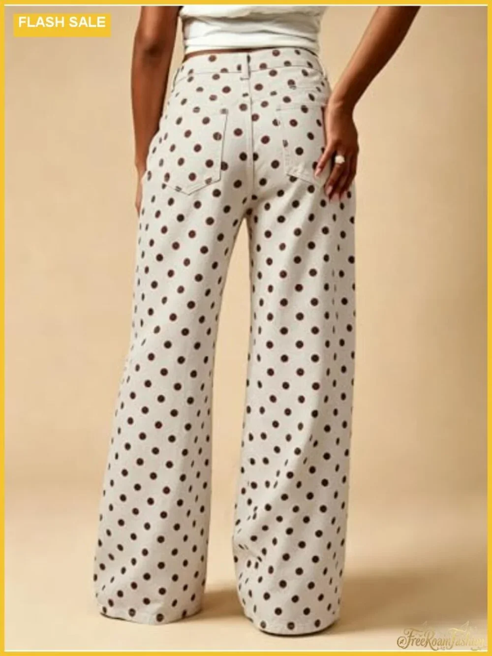 Retro Polka Dot Denim Wide Leg Y2k Pants Palazzo Harem Jeans